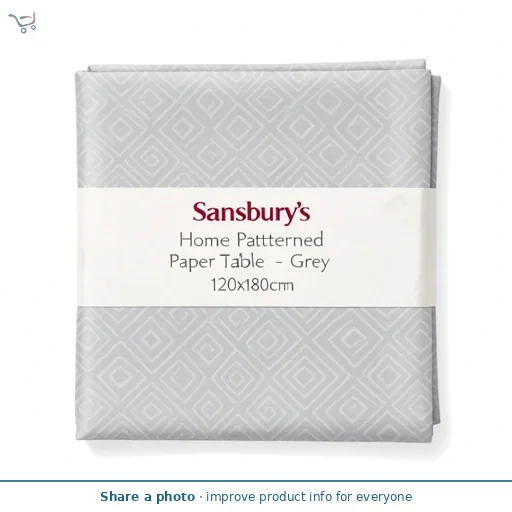 Sainsbury's Home Patterned Paper Tablecover - Grey - 120x180cm