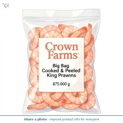 Crown Farms Big Bag Cooked & Peeled King Prawns 875g