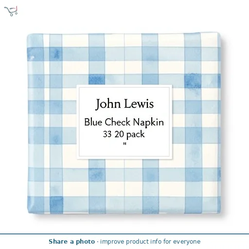 John Lewis Blue Check Napkin 33cm 20 pack