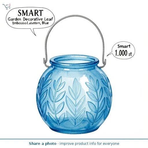 Smart Garden Decorative Leaf Embossed Glass Lantern, Blue