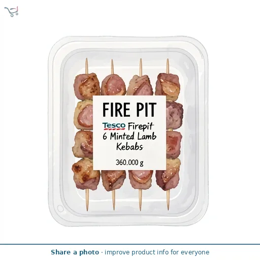 Tesco Firepit 6 Minted Lamb Kebabs 360g