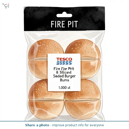 Tesco Fire Pit 8 Sliced Seeded Burger Buns