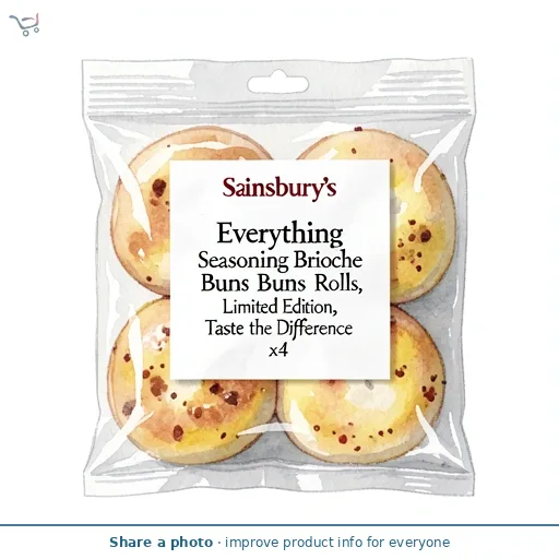 Sainsbury's Everything Seasoning Brioche Buns Rolls, Limited Edition, Taste the Difference x4
