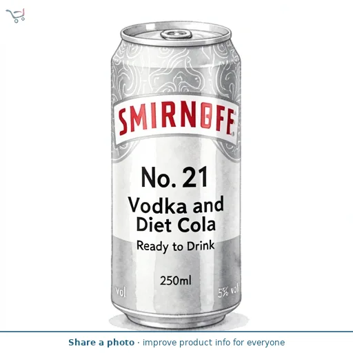 Smirnoff No. 21 Vodka and Diet Cola Ready to Drink 5% vol 250ml