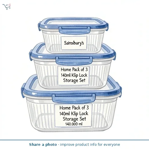 Sainsbury's Home Pack of 3 140ml Klip Lock Storage Set