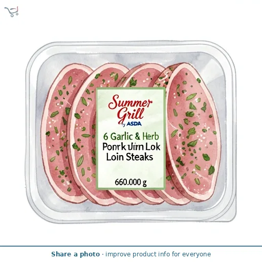 Summer Grill by ASDA 6 Garlic & Herb Pork Loin Steaks 660g