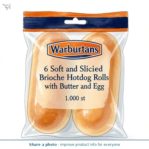 Warburtons 6 Soft and Sliced Brioche Hotdog Rolls with Butter and Egg