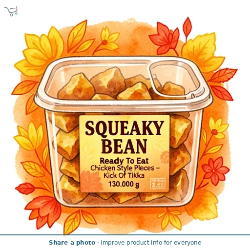 Squeaky Bean Ready To Eat Chicken Style Pieces - Kick Of Tikka 130g