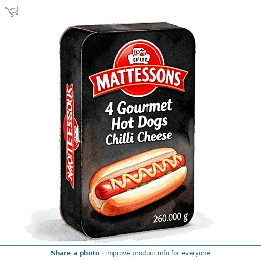 Mattessons 4 Gourmet Hot Dogs Chilli Cheese 260g