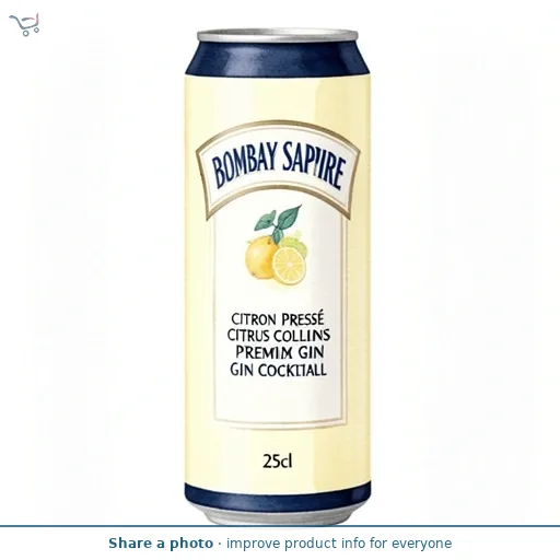 Bombay Sapphire Citron Pressé Citrus Collins Premix Gin Cocktail, 25cl