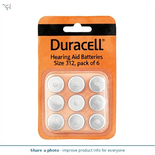 Duracell Hearing Aid Batteries Size 312, pack of 6