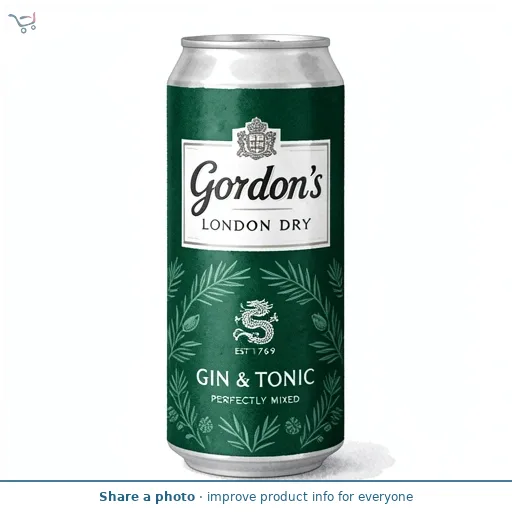 Gordon's London Dry Gin & Tonic 5% vol 250ml Can