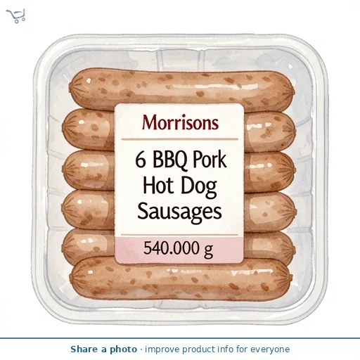Morrisons 6 BBQ Pork Hot Dog Sausages 540g