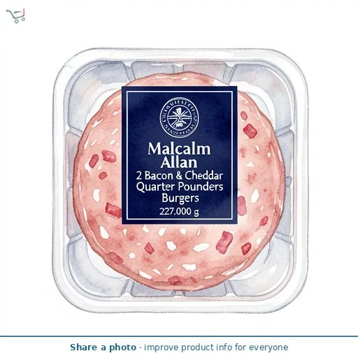 Malcolm Allan 2 Bacon & Cheddar Quarter Pounders Burgers 227g