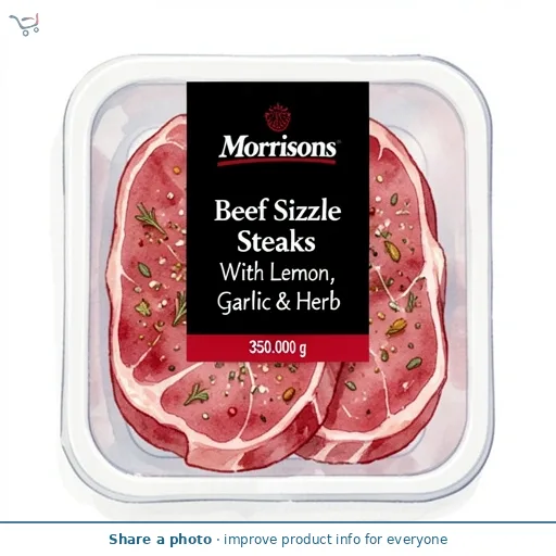 Morrisons British Beef Sizzle Steaks With Lemon, Garlic & Herb 350g