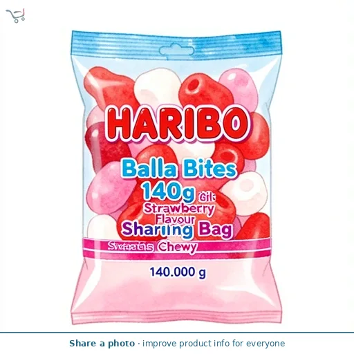 Haribo Balla Bites 140g Strawberry Flavour Sweets Sharing Bag Chewy