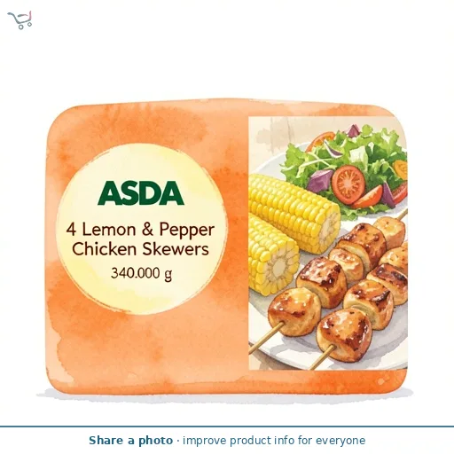 ASDA 4 Lemon & Pepper Chicken Skewers 340g