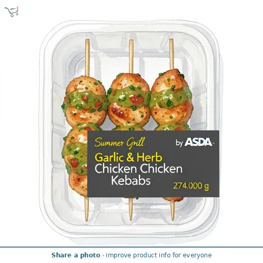 Summer Grill by ASDA Garlic & Herb Chicken Kebabs 280g