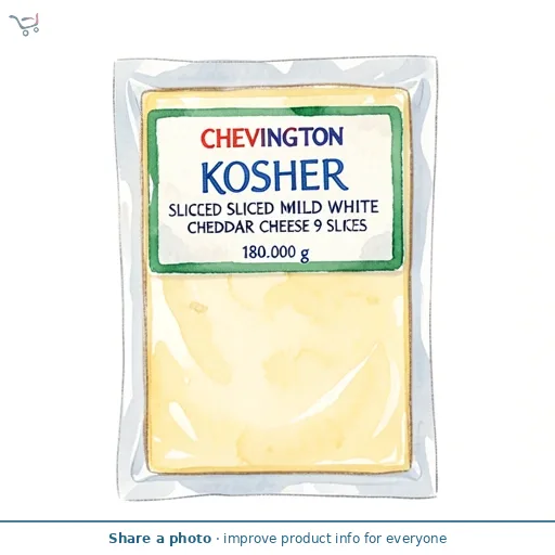 Chevington Kosher Sliced Mild White Cheddar Cheese 9 Slices 180G