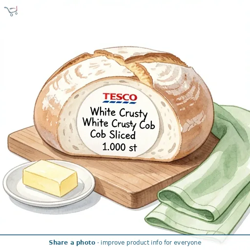 Tesco White Crusty Cob Sliced