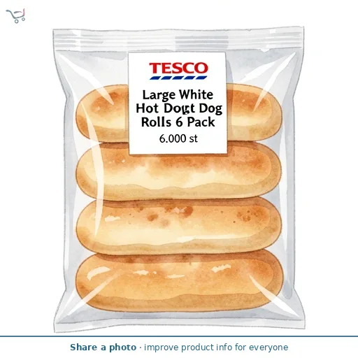 Tesco Large White Hot Dog Rolls 6 Pack