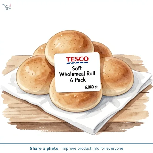Tesco Soft Wholemeal Roll 6 Pack