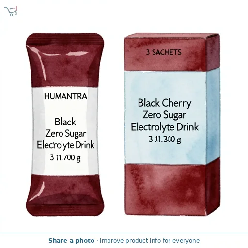 Humantra Black Cherry Zero Sugar Electrolyte Drink 3 x 3.9g Sachets