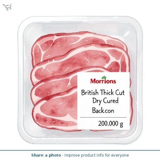 Morrisons British Thick Cut Dry Cured Back Bacon 200g