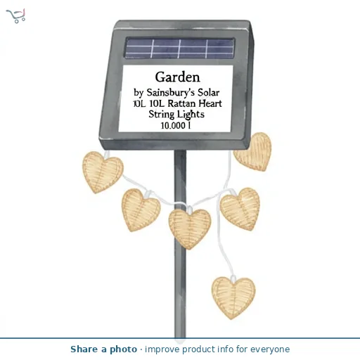 Garden by Sainsbury's Solar 10L Rattan Heart String Lights