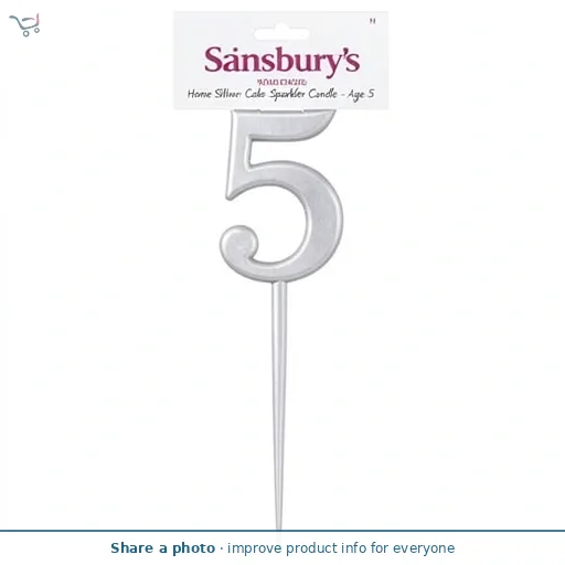 Sainsbury's Home Silver Number Cake Sparkler Candle - Age 5