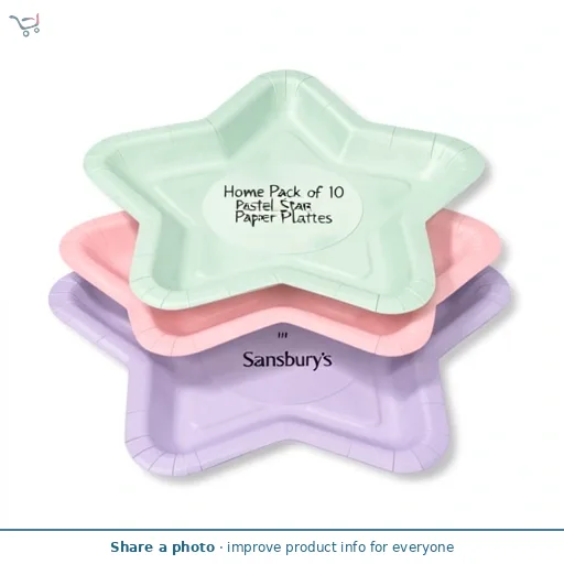 Sainsbury's Home Pack of 10 Pastel Star Paper Plates