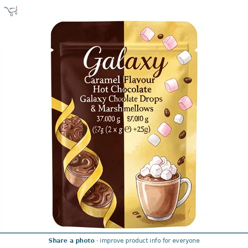 Galaxy Caramel Flavour Hot Chocolate Galaxy Chocolate Drops & Marshmallows 37g ((2 x 6 g e) +25g)