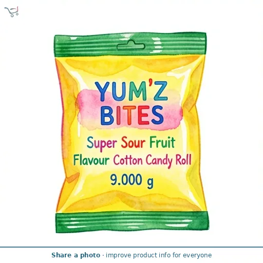 Yum'z Bites Super Sour Fruit Flavour Cotton Candy Roll 9g