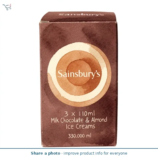 Sainsbury's 3 x 110ml Milk Chocolate & Almond Ice Creams