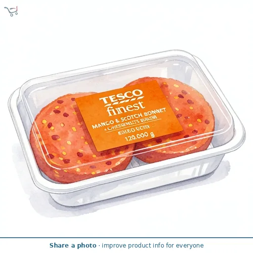 TESCO FINEST MANGO & SCOTCH BONNET 4 CHEESE MELTS BURGER 120G