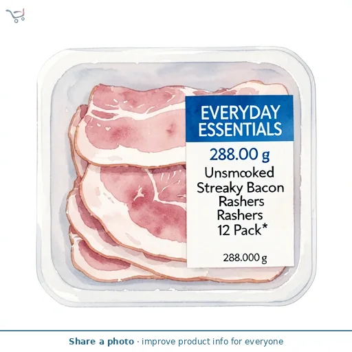Unsmoked Streaky Bacon Rashers 12 Pack*