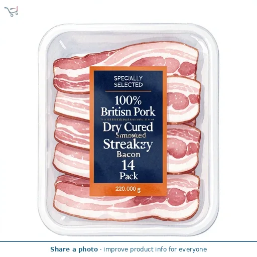 100% British Pork Dry Cured Smoked Streaky Bacon 14 Pack