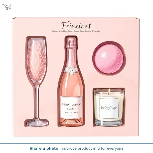 Friexinet Italian Sparkling Rosé, Glass, Bath Bombs & Candle