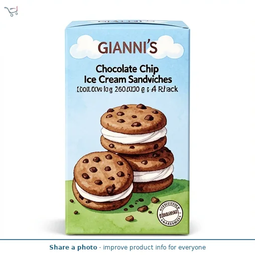 Chocolate Chip Ice Cream Sandwiches 4 Pack
