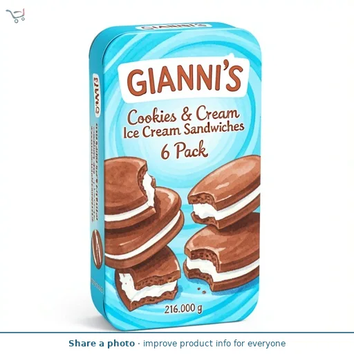 Cookies & Cream Ice Cream Sandwiches 6 Pack