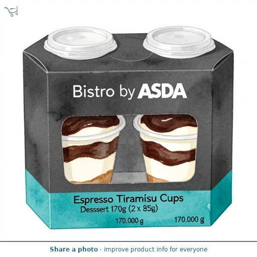 Bistro by ASDA Espresso Tiramisu Cups Dessert 170g (2 x 85g)