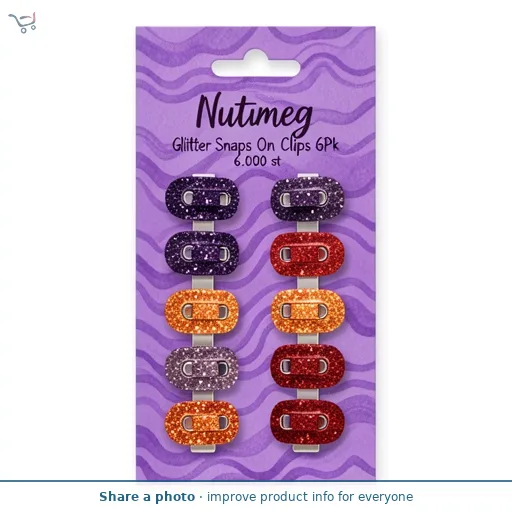 Nutmeg Glitter Snaps On Clips 6Pk