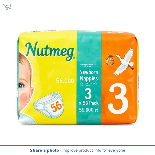Nutmeg Newborn Nappies Size 3 x 56 Pack
