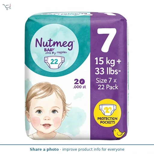 Nutmeg Ultra Dry Nappies Size 7 x 22 Pack