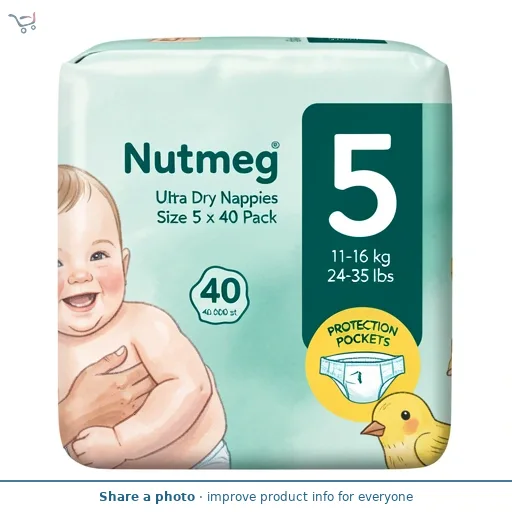 Nutmeg Ultra Dry Nappies Size 5 x 40 Pack