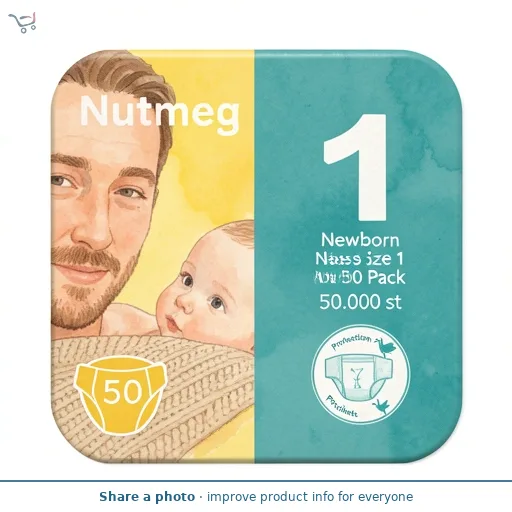 Nutmeg Newborn Size 1 Nappies x 50 Pack