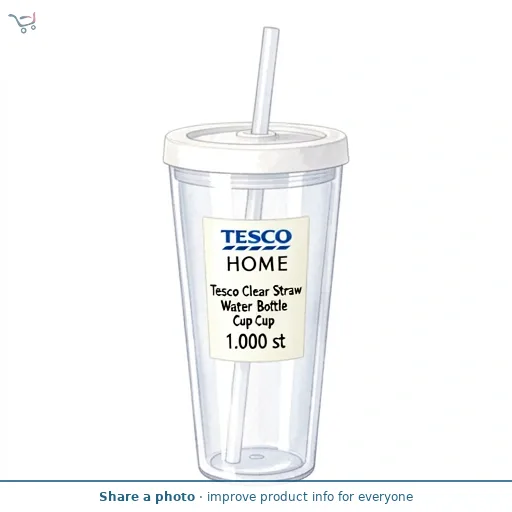 Tesco Clear Straw Water Bottle Cup 650ml