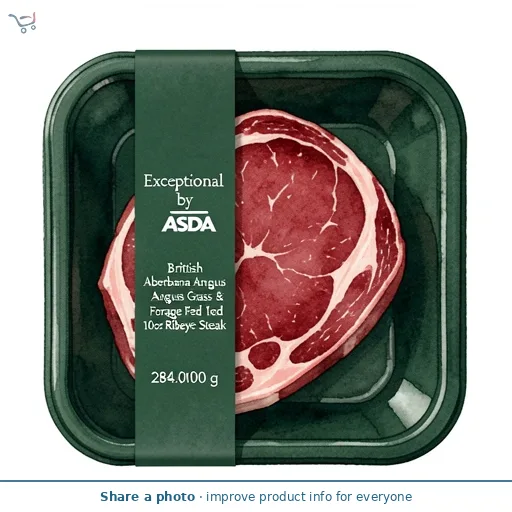 Exceptional by ASDA British Aberdeen Angus Grass & Forage Fed 10oz Ribeye Steak 284g