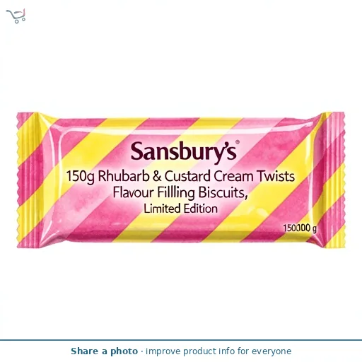 Sainsbury's 150g Rhubarb & Custard Cream Twists Flavour Filling Biscuits, Limited Edition