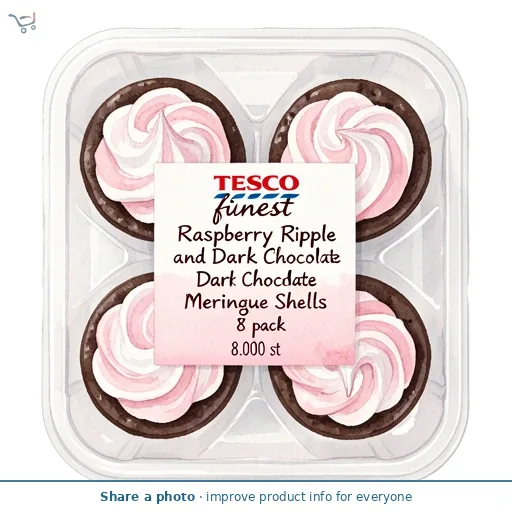 Tesco Finest Raspberry Ripple and Dark Chocolate Meringue Shells  8 pack